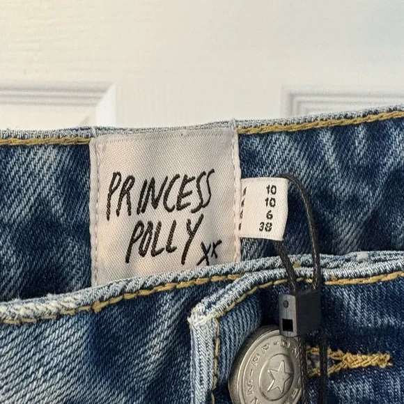 Princess Polly Blue Highrise Straight Leg Jeans Size 6 Cotton - Picture 7 of 11